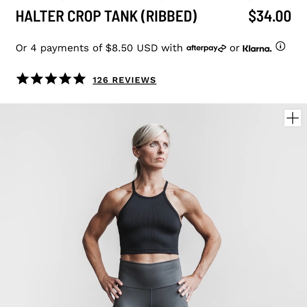 Like New, No Bull cropped training tank. Black, size Medium